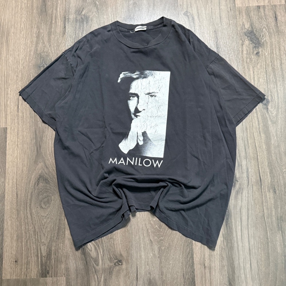 Vintage 90s Barry Manilow Tour of the World Graphic Black Concert Tee Mens XL